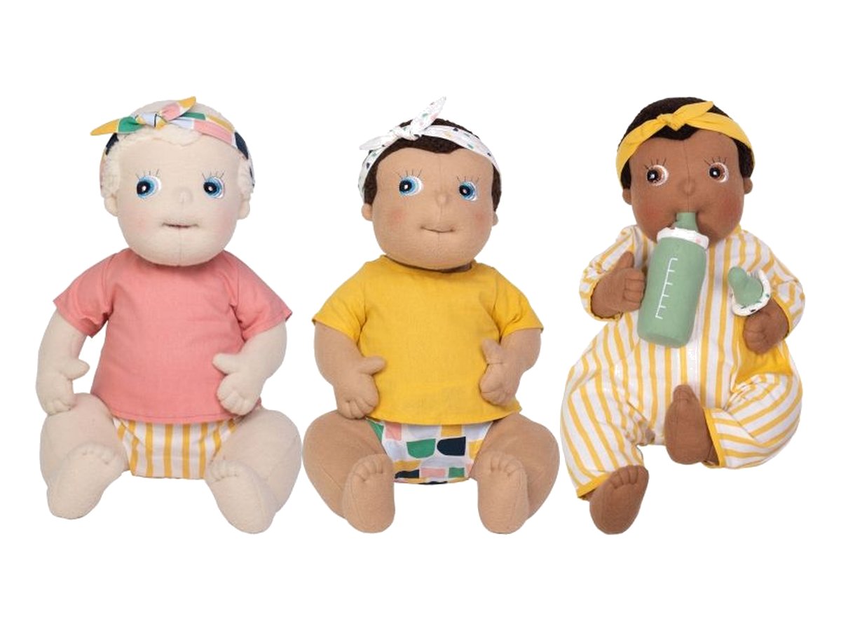 Rubens Barn Babypuppen Esme und Disa, dazu eine Babypuppe mit grünem Fläschchen