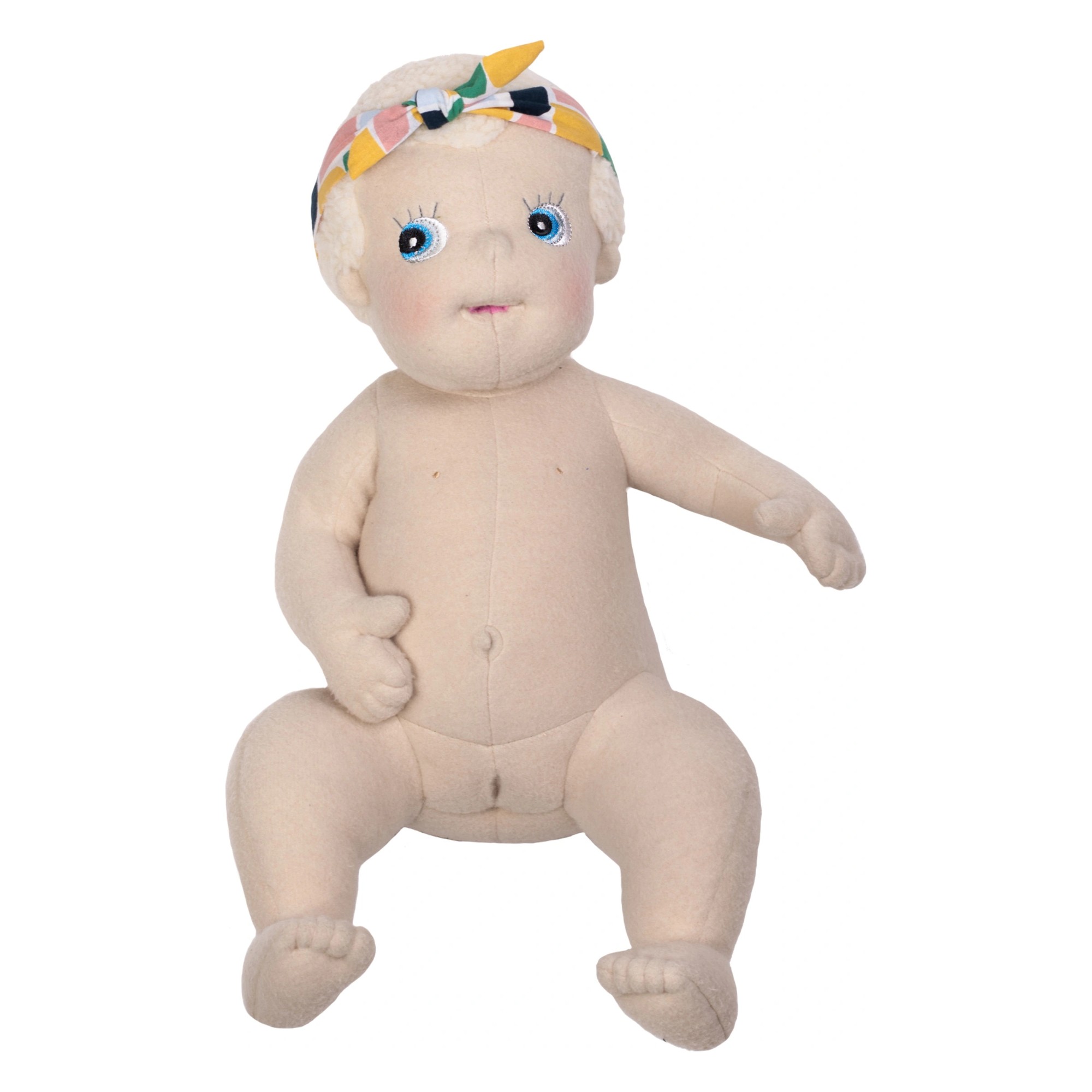 Rubens Barn Baby-Puppe Esme unbekleidet mit buntem Haarband, sitzend
