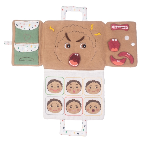 Facial expressions set by Rubens Barn: fabric case with interchangeable mouths, eyebrows and emotion panels