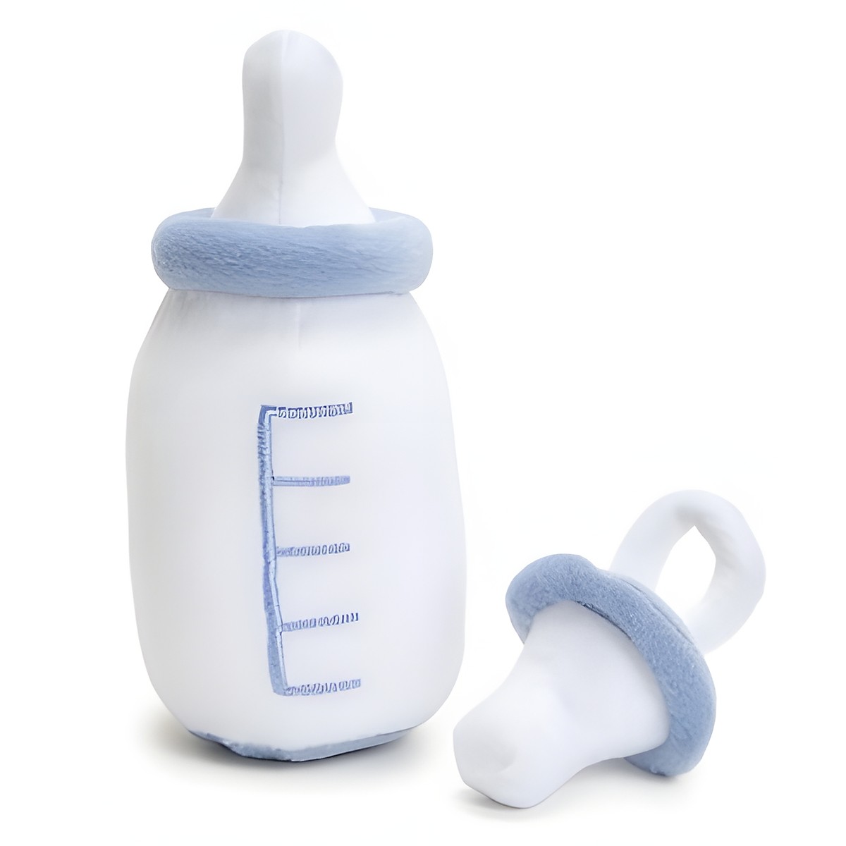 Babyflasche und Nuckel in Blau von Rubens Barn aus weichem Plüsch für Puppen
