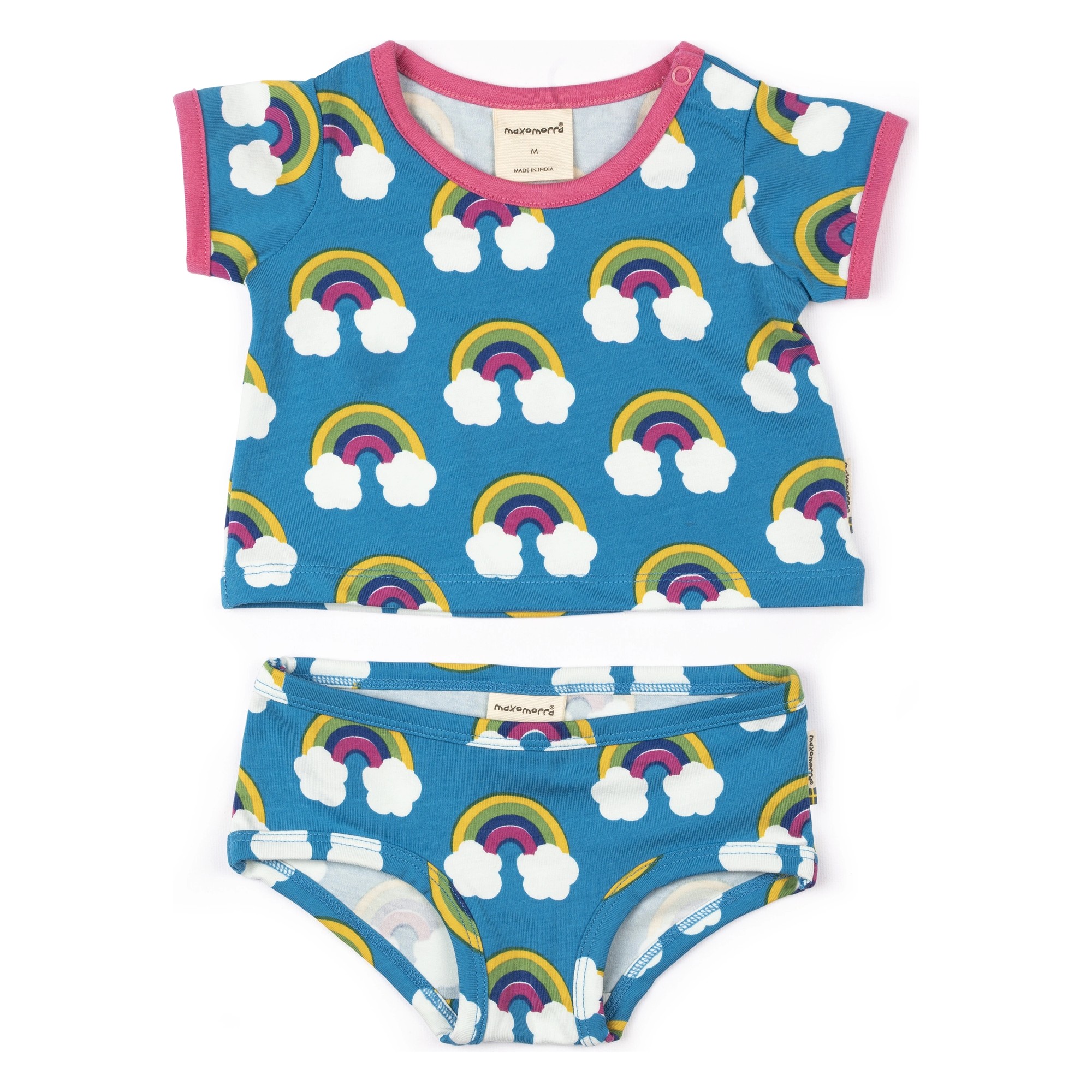 Maxomorra-Kleidungsset für Rubens Barn Baby-Puppen: Shirt und Höschen mit Regenbogen-Muster