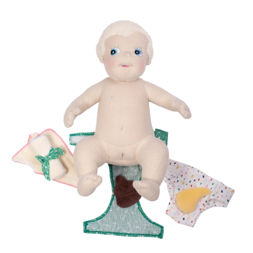 Rubens Barn baby doll undressed with the accessories of the nappy set