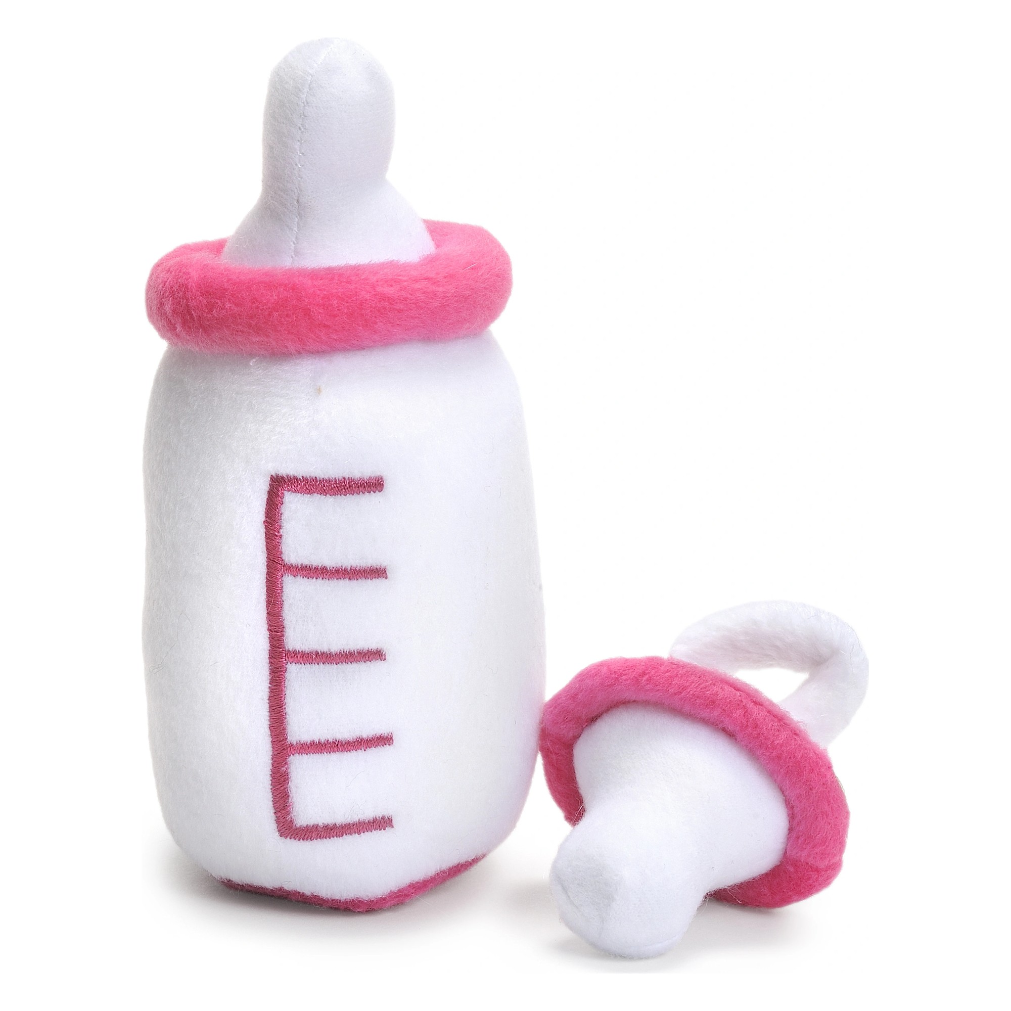 Babyflasche und Nuckel in Rosa von Rubens Barn aus weichem Plüsch für Puppen