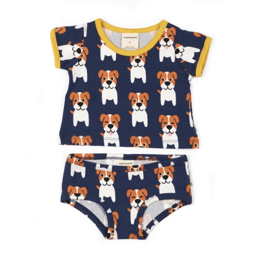 Maxomorra-Kleidungsset für Rubens Barn Baby-Puppen: Shirt und Höschen mit Hunde-Muster